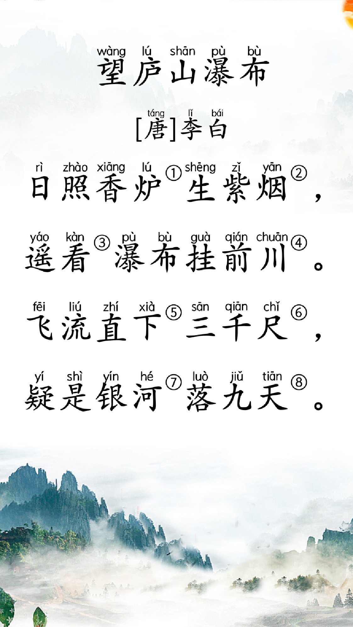望庐山瀑布的诗句是什么意思