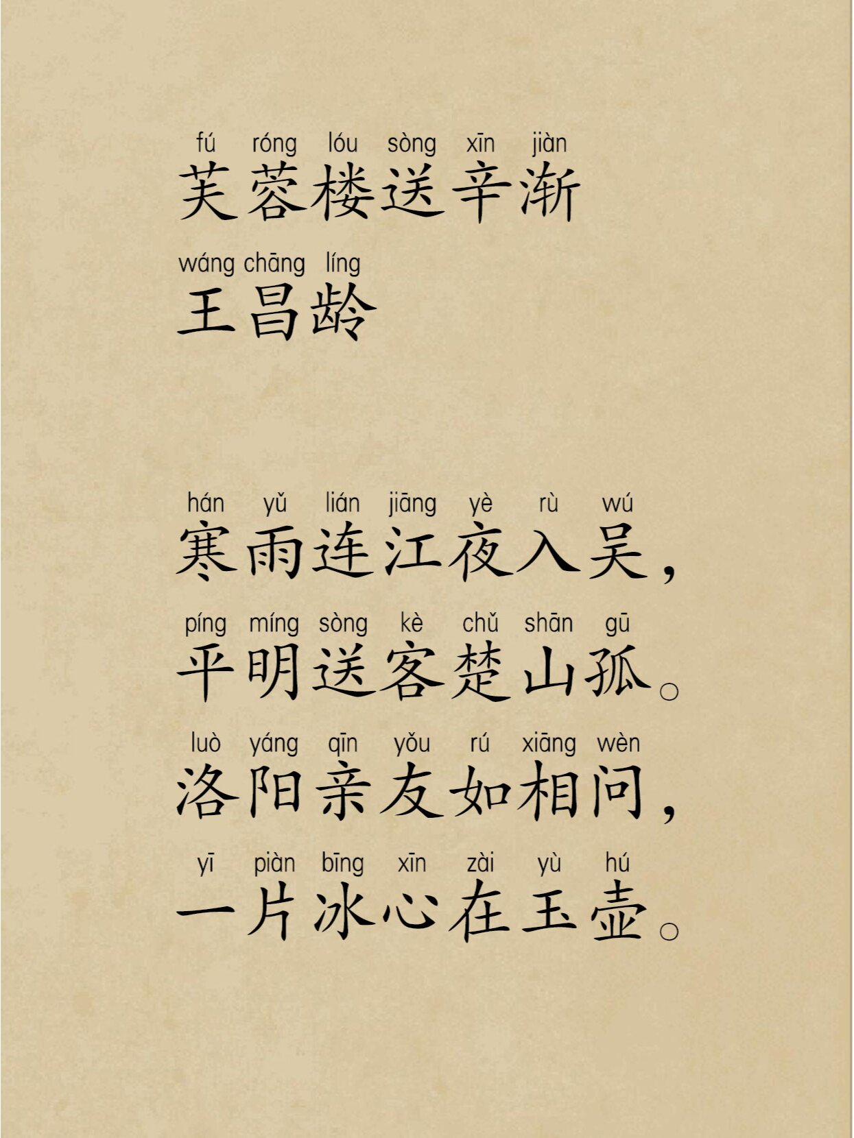 芙蓉楼送辛渐的古诗意思及注释